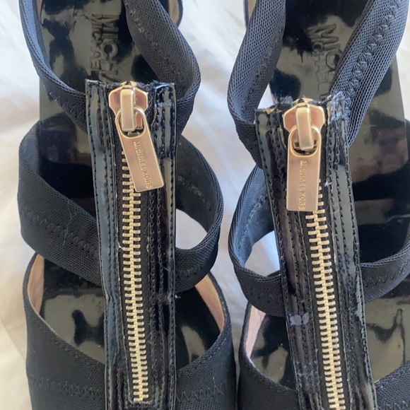 Michael Kors Zip Front Black Patent Heels - Picture 3 of 10